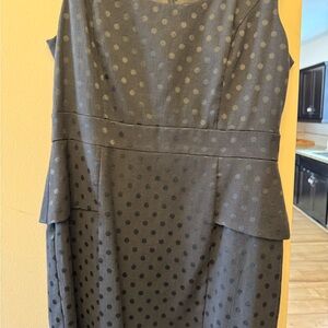 White House Black Market Charcoal Polka Dot Midi Dress